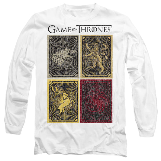 Game Of Thrones House Squares Mens Long Sleeve Shirt White