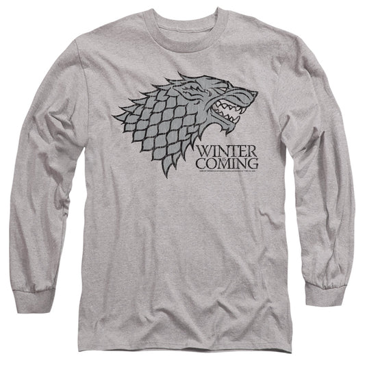 Game Of Thrones Startk Winter Is Coming On Gray Mens Long Sleeve Shirt Athletic Heather