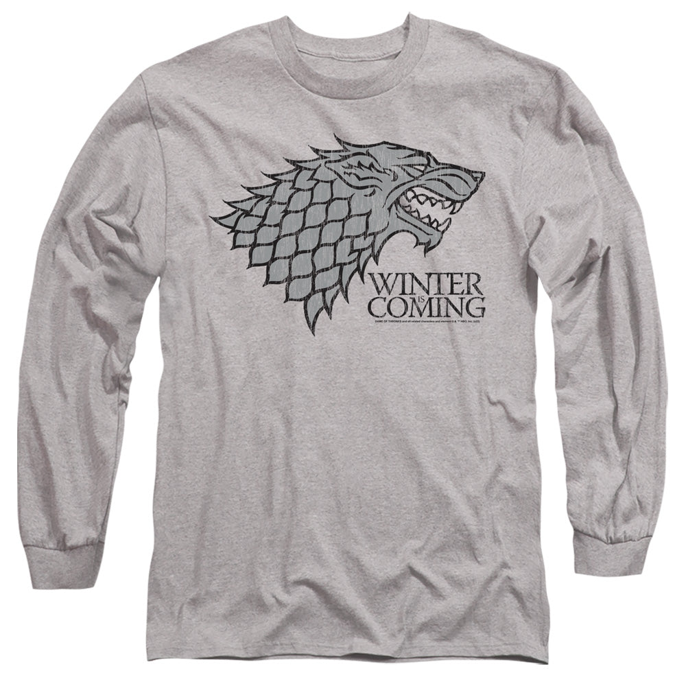 Game Of Thrones Startk Winter Is Coming On Gray Mens Long Sleeve Shirt Athletic Heather Officially Licensed