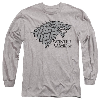 Game Of Thrones Startk Winter Is Coming On Gray Mens Long Sleeve Shirt Athletic Heather Officially Licensed