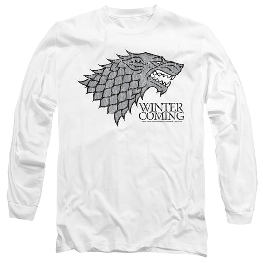 Game Of Thrones Startk Winter Is Coming On White Mens Long Sleeve Shirt White