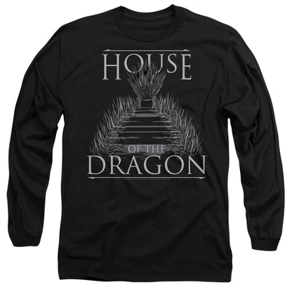 House Of The Dragon Sword Throne Mens Long Sleeve Shirt Black Officially Licensed