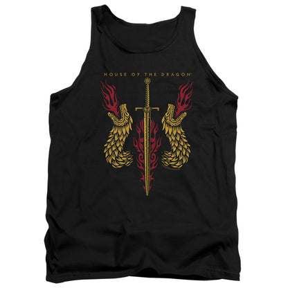 House Of The Dragon Sword And Dragon Heads Mens Tank Top Shirt Black