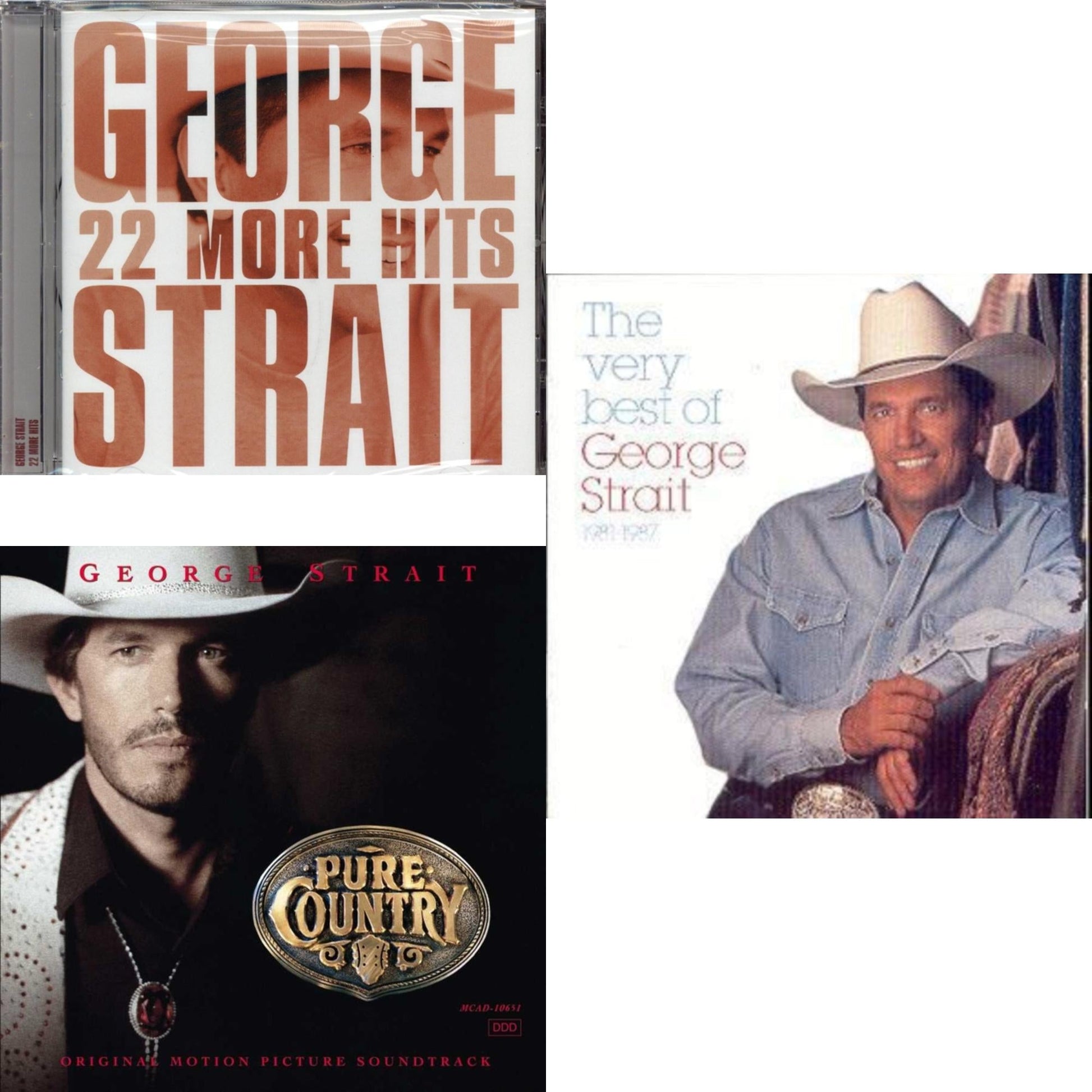 George Strait - 22 More Hits & Pure Country & Very Best Of George Strait 1981 - 1987 - CD Bundle