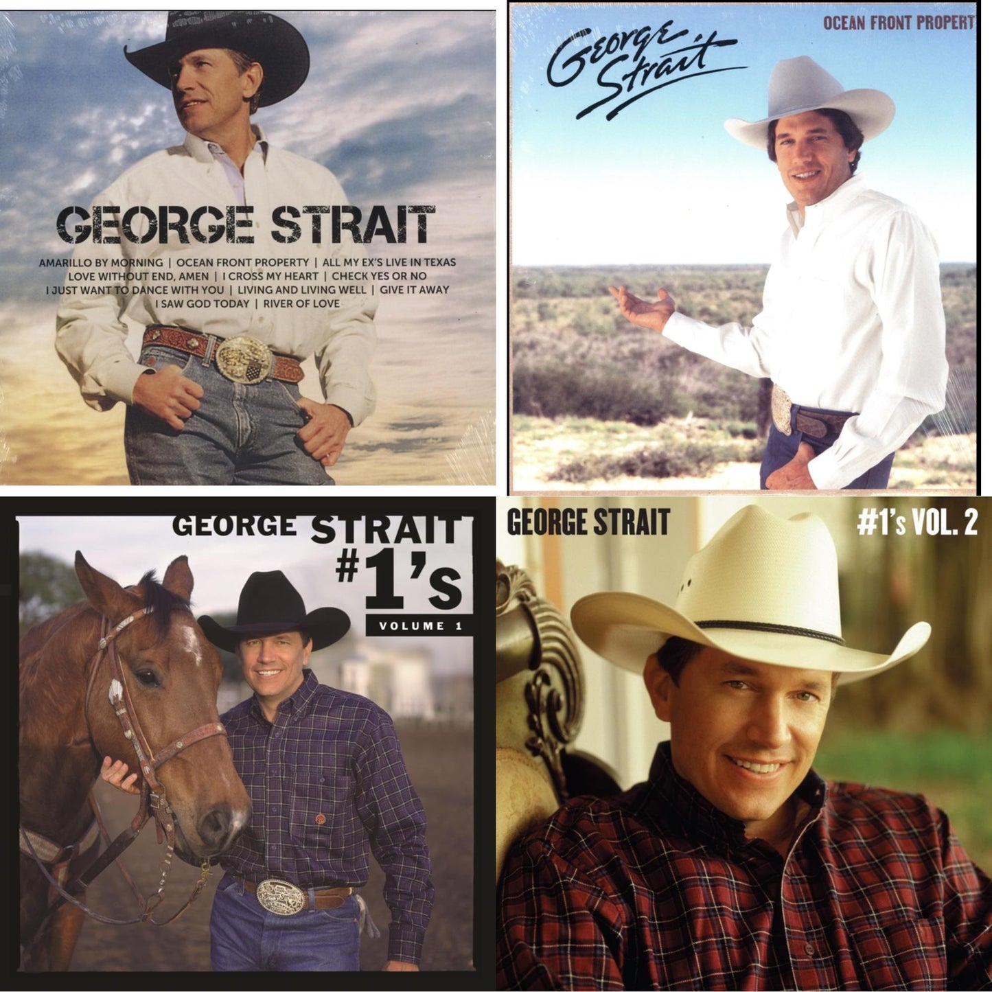 George Strait - Icon & Ocean Front Property (LP) & #1'S Volume 1 (Blue LP Vinyl) & #1'S Volume 2 (Tan LP Vinyl)