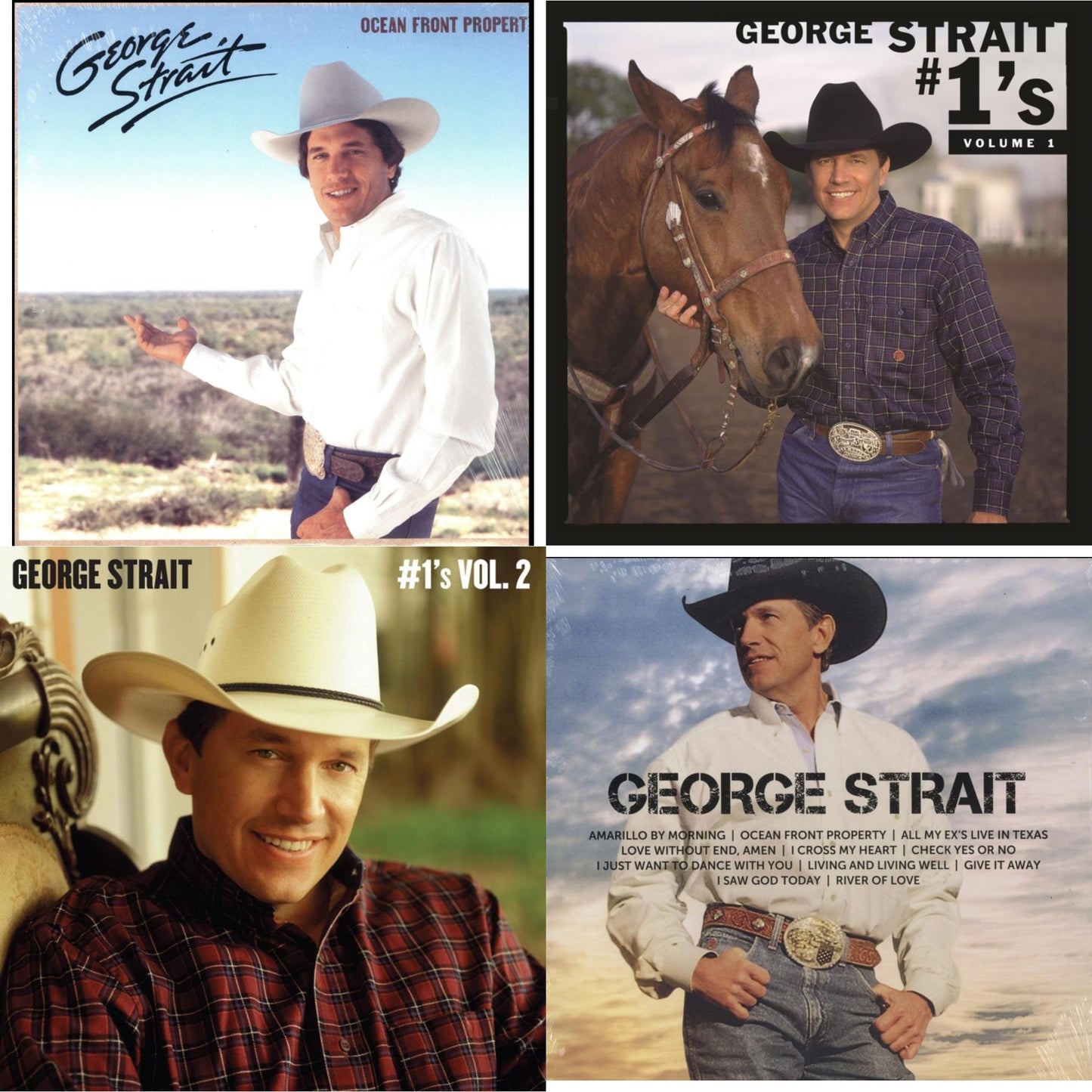 George Strait - Ocean Front Property (LP) & #1'S Volume 1 (Blue LP Vinyl) & #1'S Volume 2 (Tan LP Vinyl) & Icon