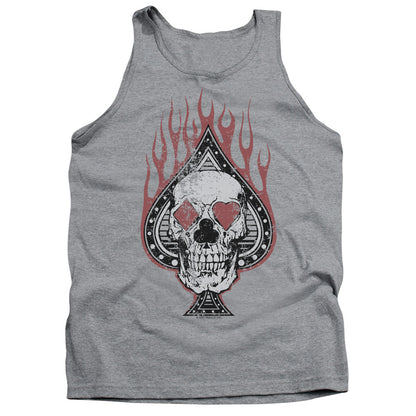 Vintage Skull Spade Mens Tank Top Shirt Athletic Heather