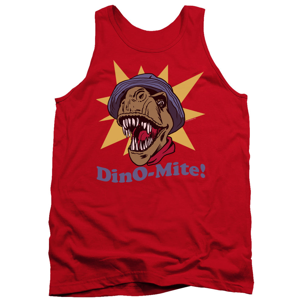 Dino Mite Mens Tank Top Shirt Red