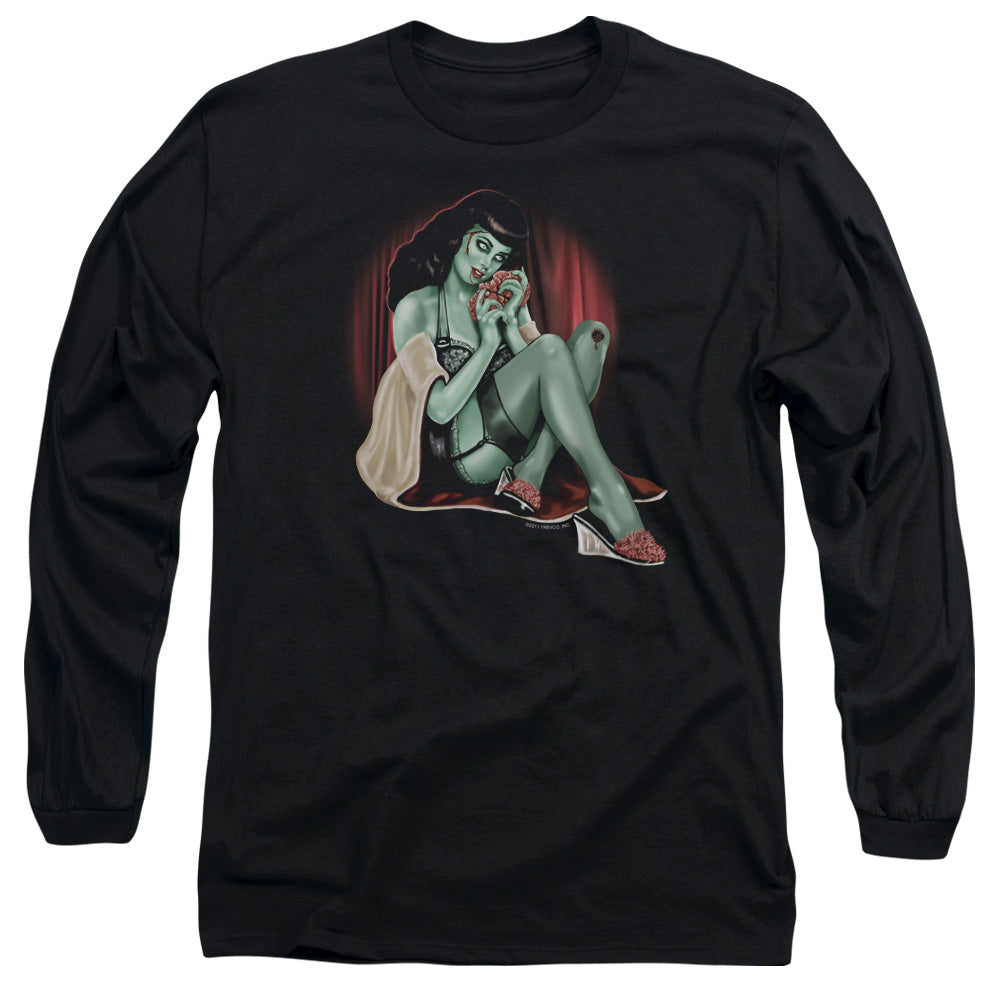 Zombie Pin Up All A Girl Wants Mens Long Sleeve Shirt Black