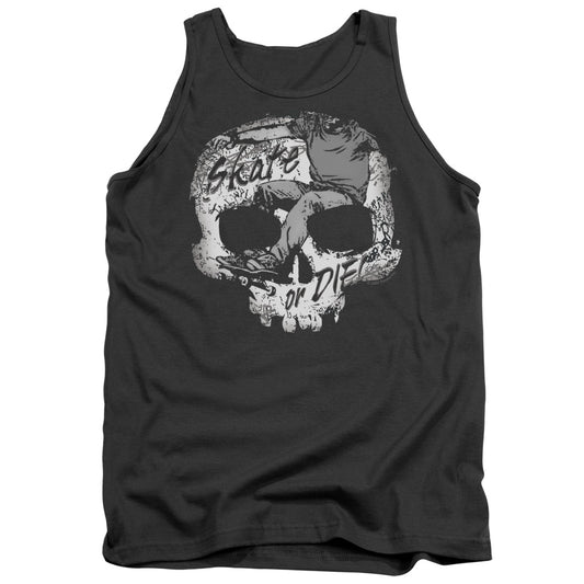 Skate Or Die Skull Mens Tank Top Shirt Charcoal