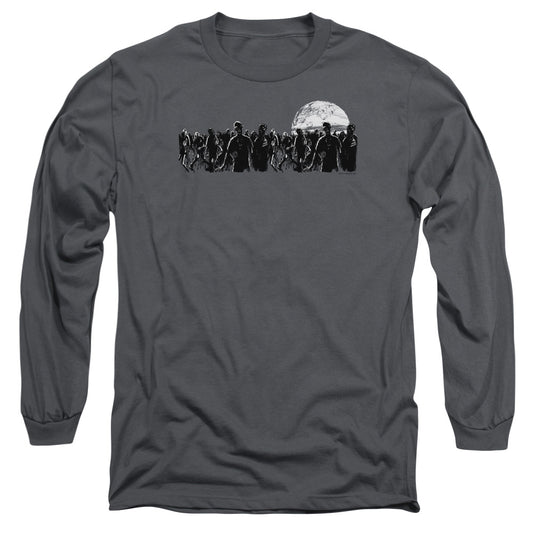 Zombie Moon Mens Long Sleeve Shirt Charcoal