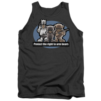 Right To Arm Bears Mens Tank Top Shirt Charcoal