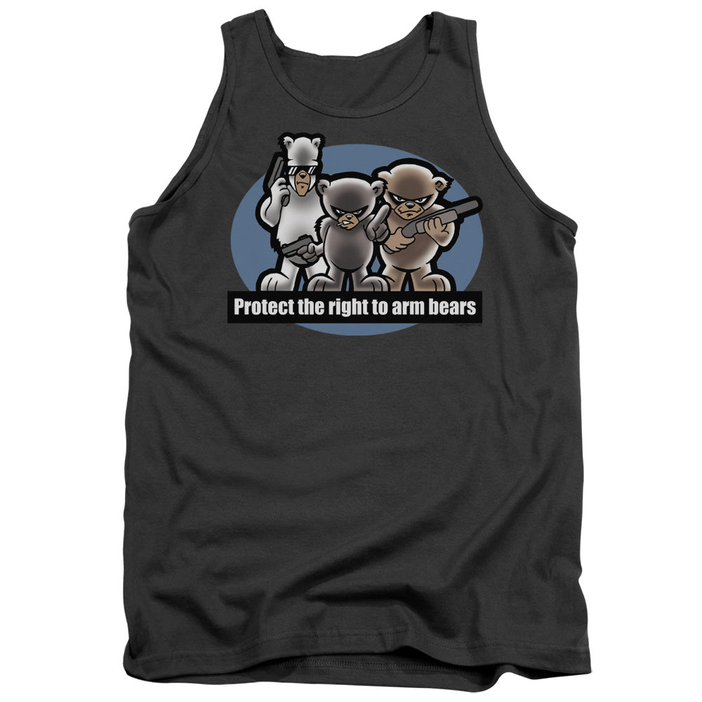 Right To Arm Bears Mens Tank Top Shirt Charcoal