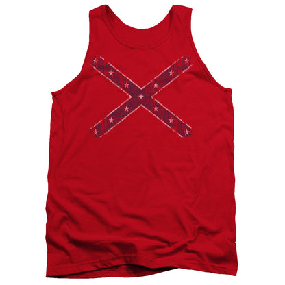 Distressed Rebel Flag Mens Tank Top Shirt Red