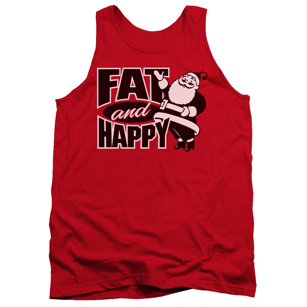 Fat And Happy Mens Tank Top Shirt Red