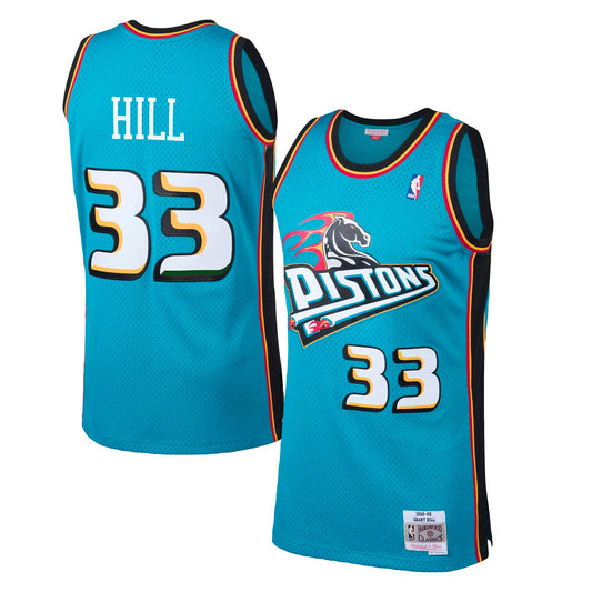Grant Hill Detroit Pistons Mitchell & Ness Teal 1998-99 Hardwood Classics Swingman Jersey