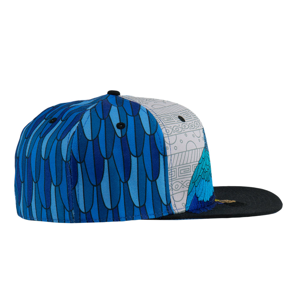 Blue Gold Macaw Feathers Fitted Hat Grassroots California