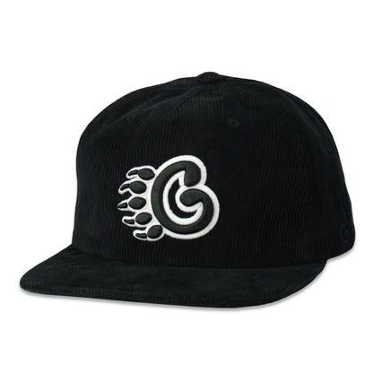 GPaw Black Corduroy Zipperback Hat Grassroots California