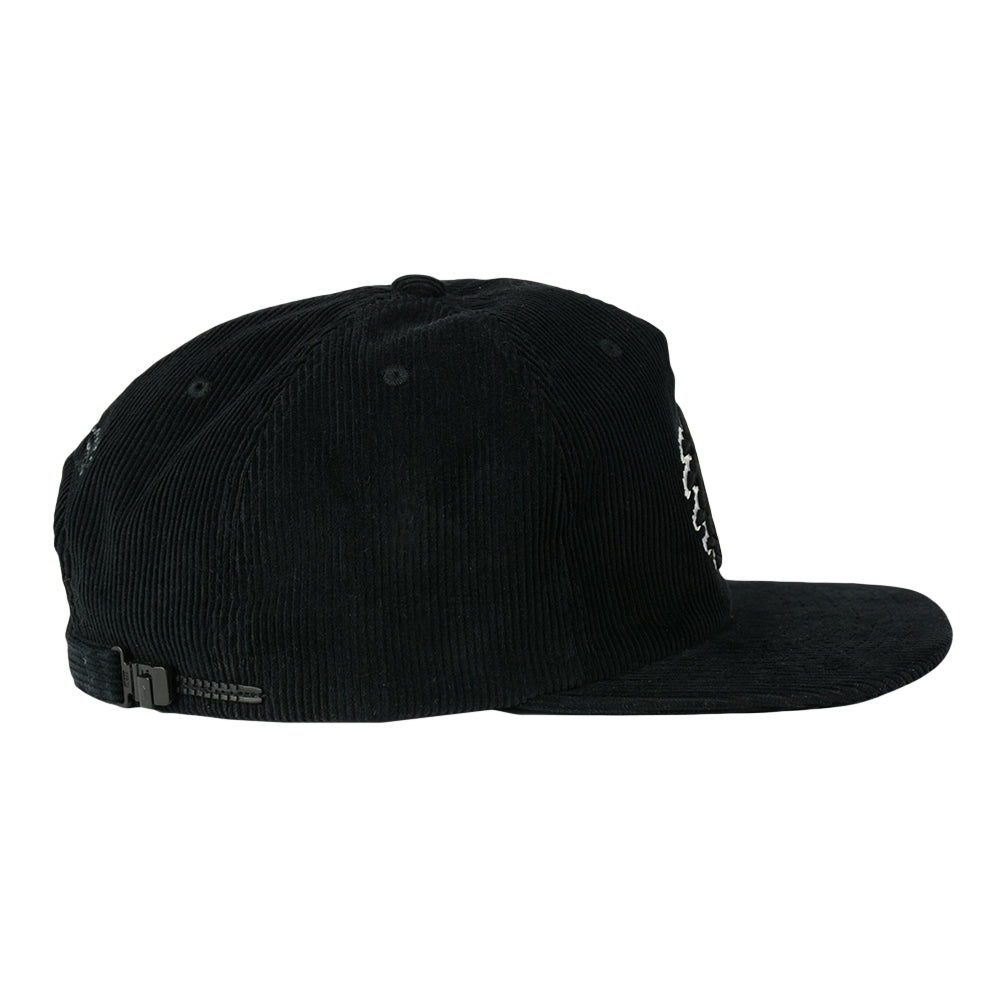 GPaw Black Corduroy Zipperback Hat Grassroots California