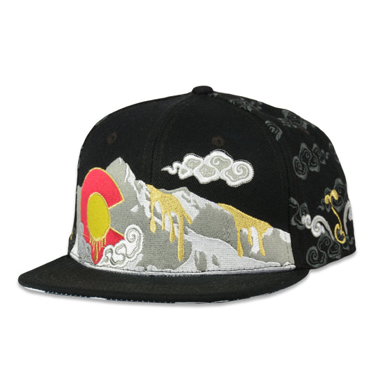 Dabroots Clouds Allover Black Snapback Hat Grassroots California