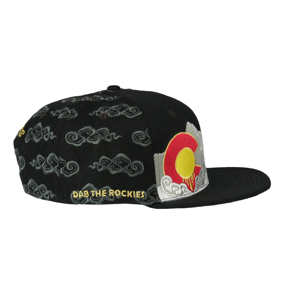 Dabroots Clouds Allover Black Snapback Hat Grassroots California