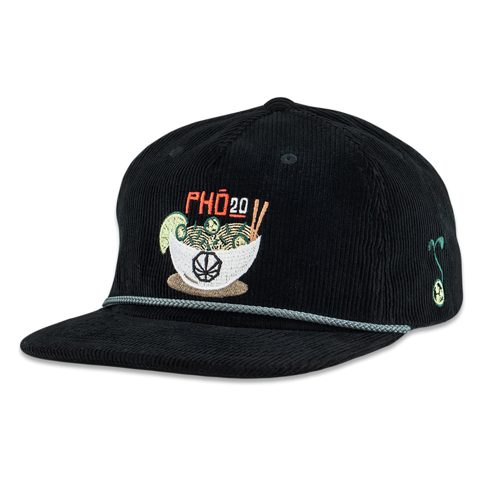 Pho 20 Black Corduroy Zipperback Hat Grassroots California