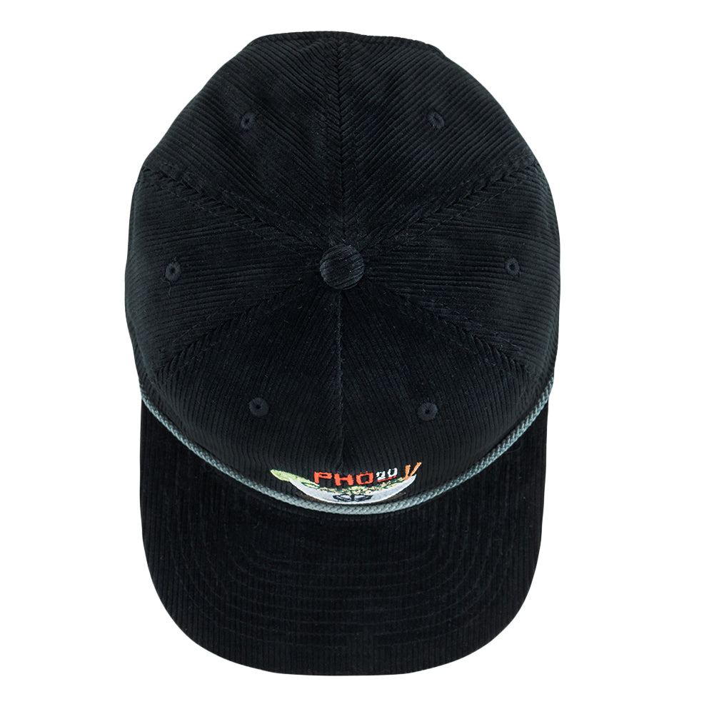 Pho 20 Black Corduroy Zipperback Hat Grassroots California