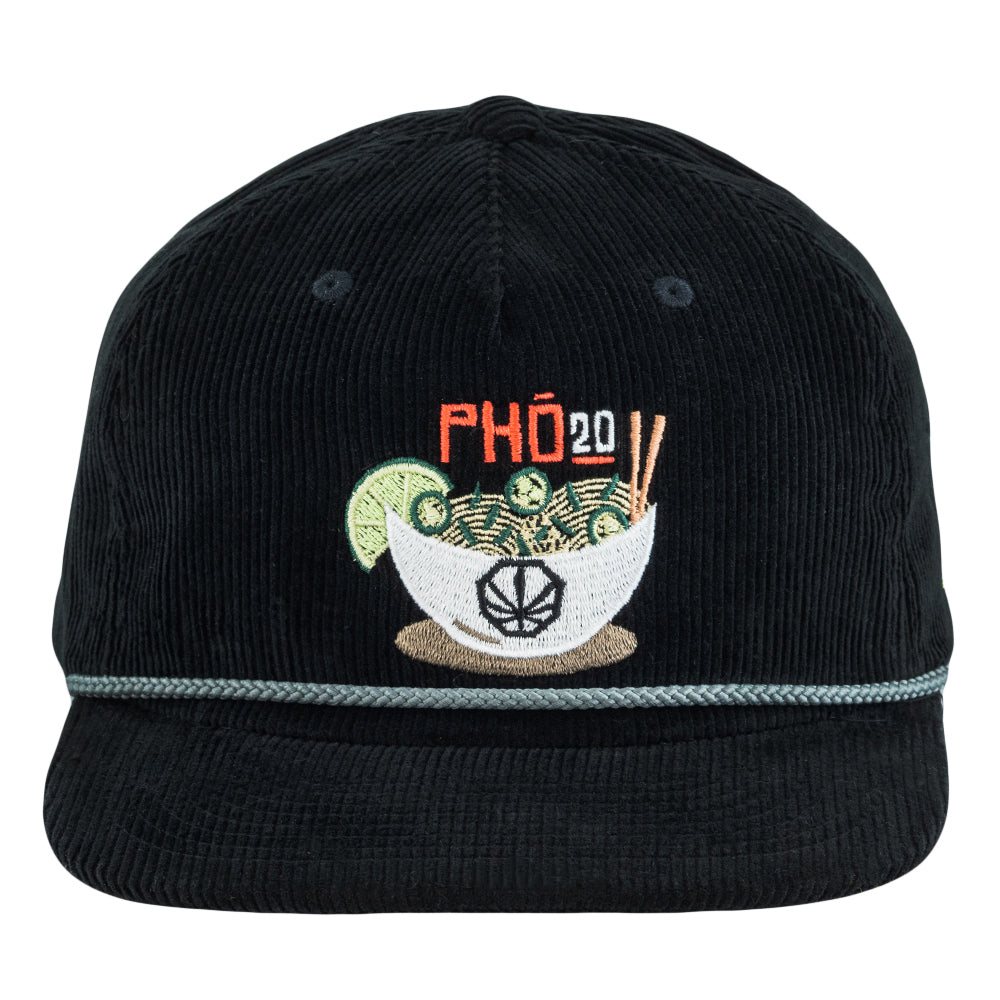 Pho 20 Black Corduroy Zipperback Hat Grassroots California