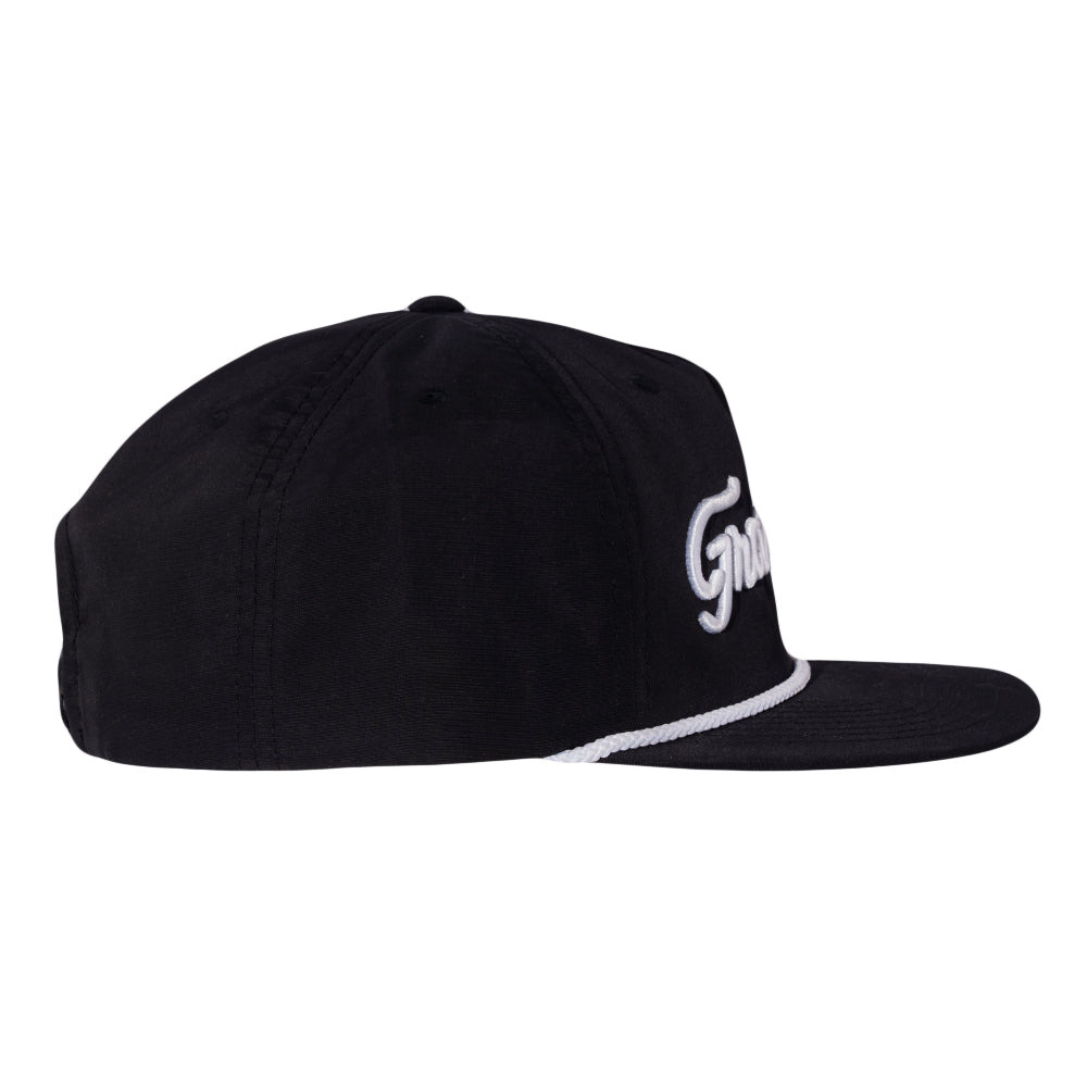 Golfroots Script Black Unstructured Snapback Hat Grassroots California