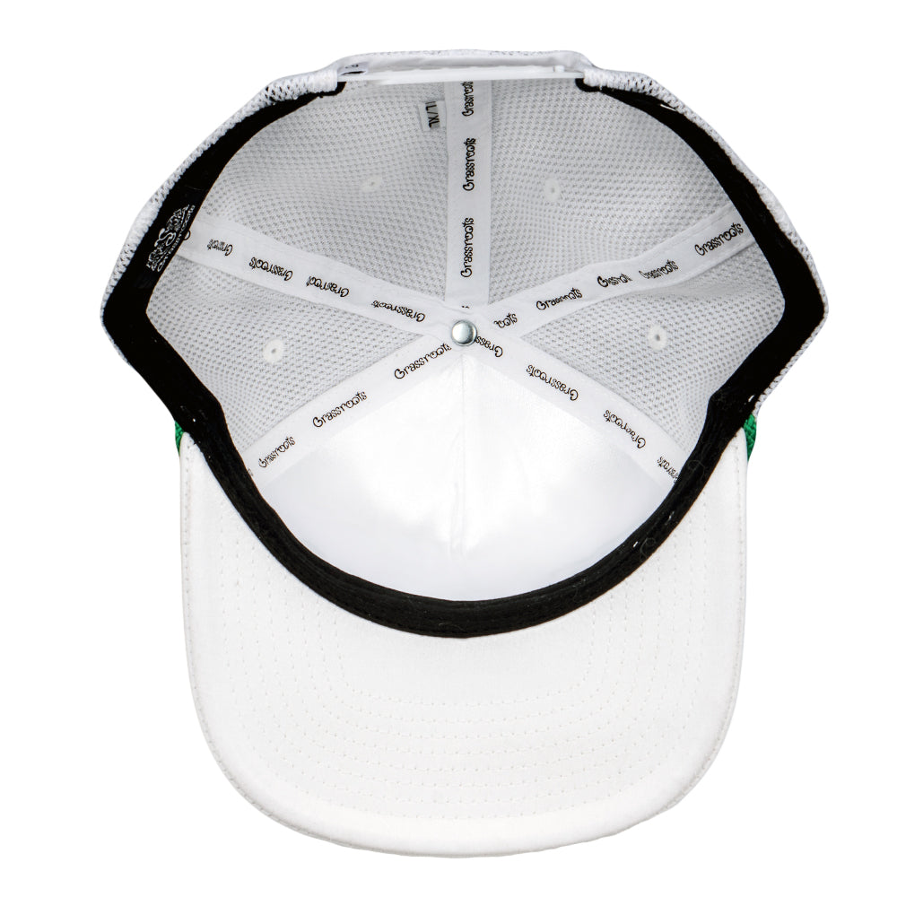 Golfroots Script White Mesh Snapback Hat Grassroots California