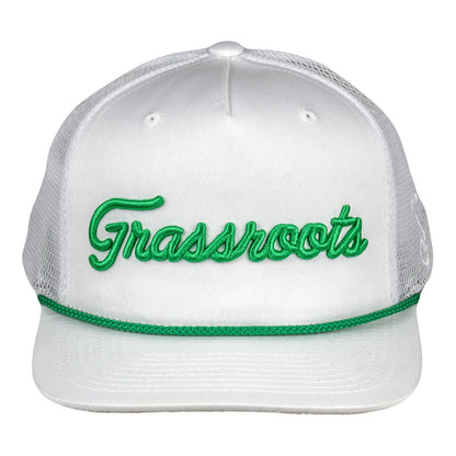 Golfroots Script White Mesh Snapback Hat Grassroots California