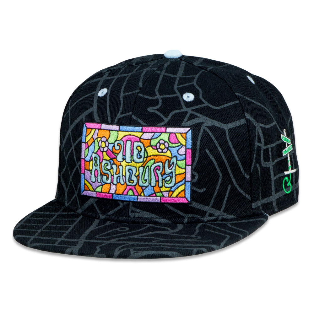 710 Ashbury Mosaic Black Fitted Hat Grassroots California