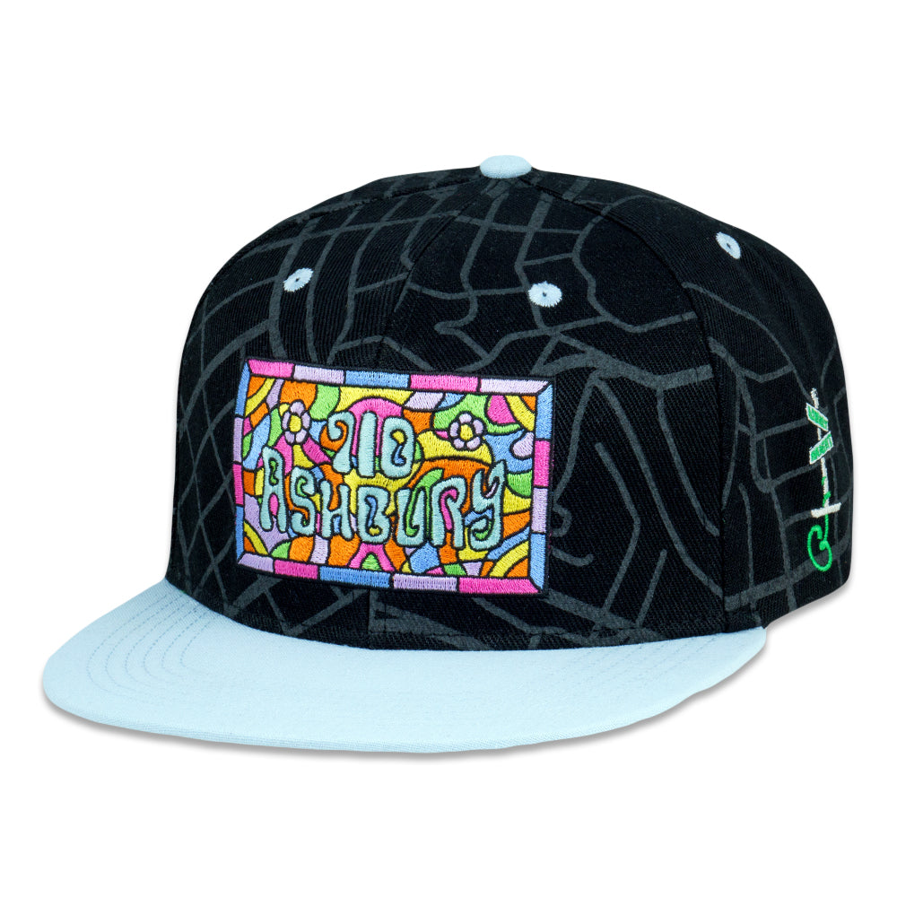 710 Ashbury Mosaic Black Snapback Hat Grassroots California