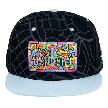 710 Ashbury Mosaic Black Snapback Hat Grassroots California