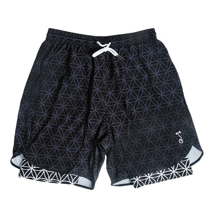 Flower of Life Black Athletic Liner Shorts Grassroots California