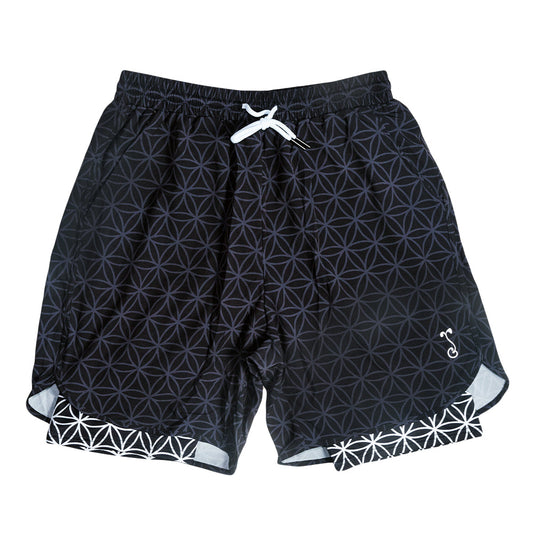 Flower of Life Black Athletic Liner Shorts Grassroots California