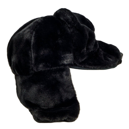 Black Bear Fur Earflap Fitted Hat Grassroots California