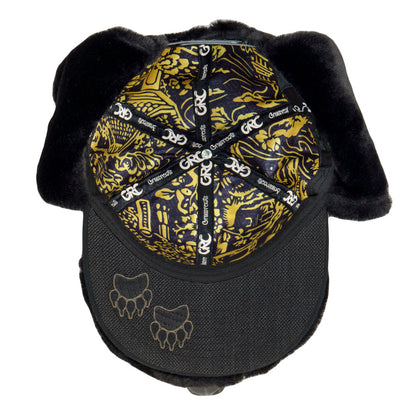 Black Bear Fur Earflap Snapback Hat Grassroots California