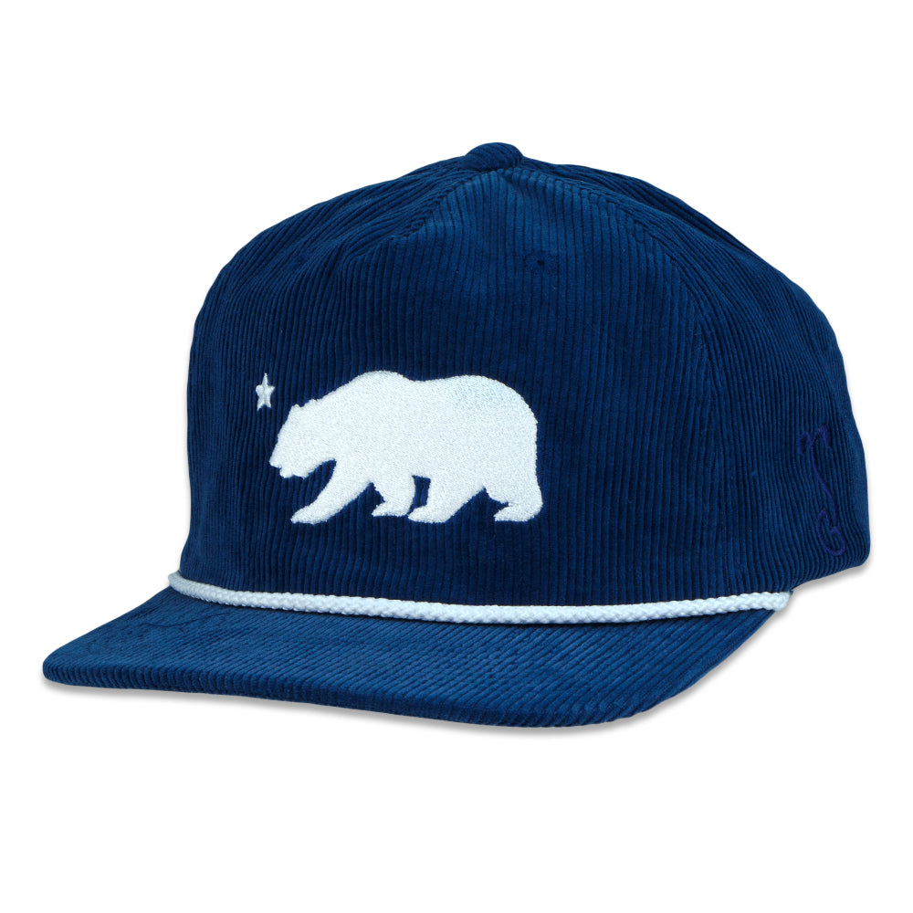 Polar Bear Navy Corduroy Unstructured Snapback Hat Grassroots California