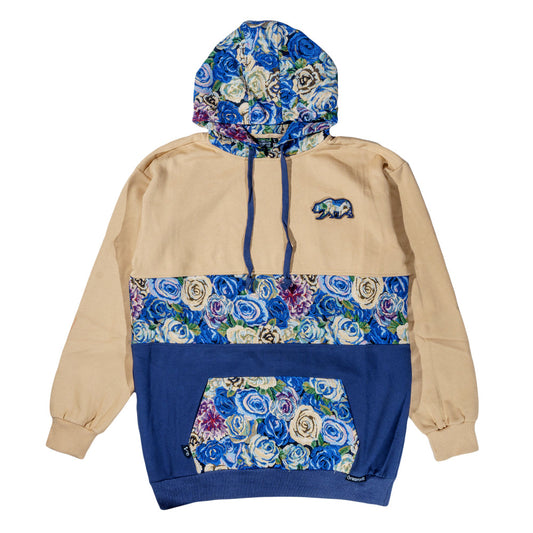 Removable Bear Blue Flowers Tall Pullover Hoodie Grassroots California