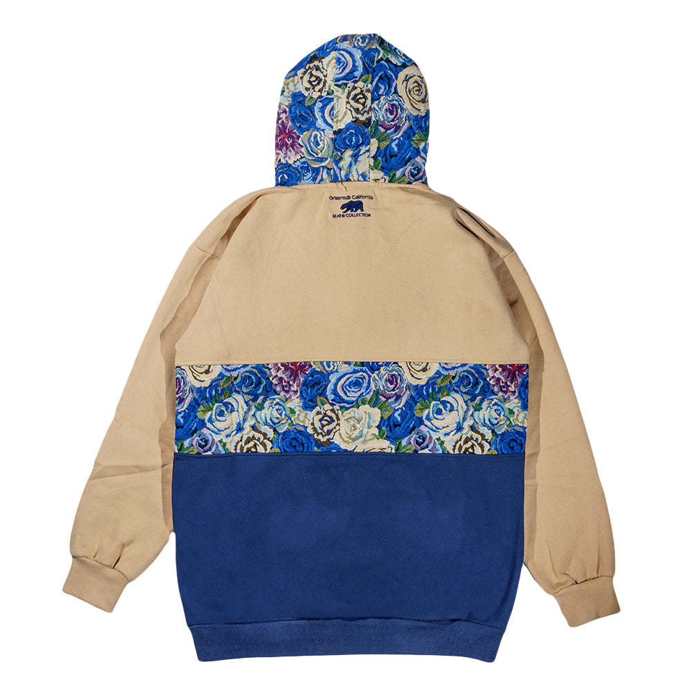 Removable Bear Blue Flowers Tall Pullover Hoodie Grassroots California