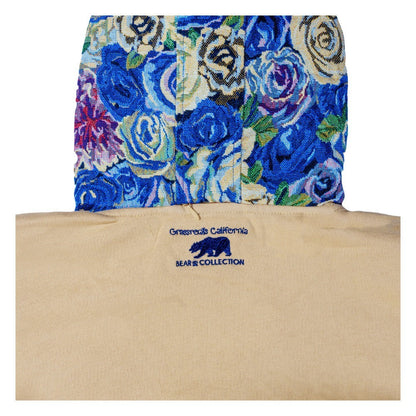 Removable Bear Blue Flowers Tall Pullover Hoodie Grassroots California