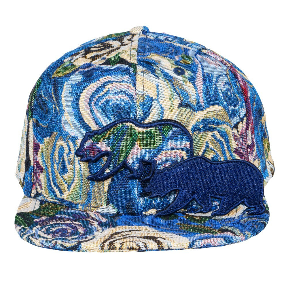 Removable Bear Blue Flowers Snapback Hat Grassroots California