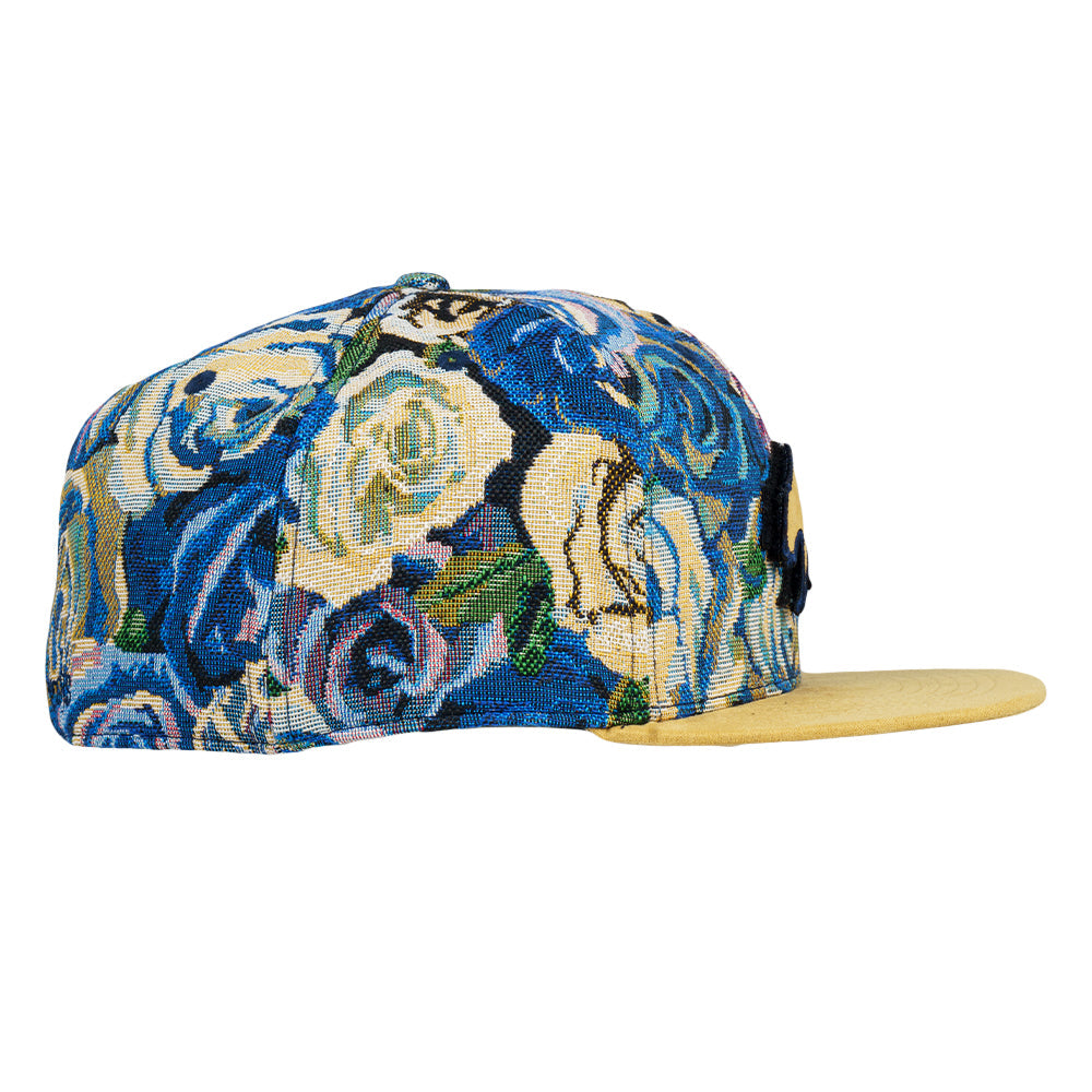 Removable Bear Blue Flowers Fitted Hat Grassroots California