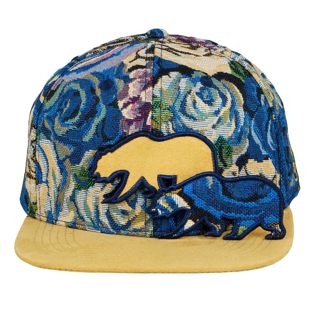 Removable Bear Blue Flowers Fitted Hat Grassroots California