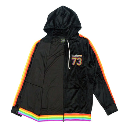 Pink Floyd DSOTM V2 Black Rainbow Velour Mens Zip Up Hoodie Grassroots California