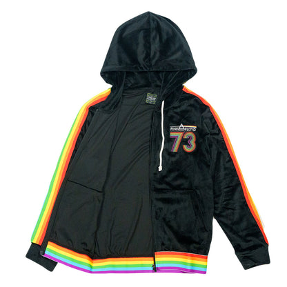 Pink Floyd DSOTM V2 Black Rainbow Velour Womens Zip Up Hoodie Grassroots California