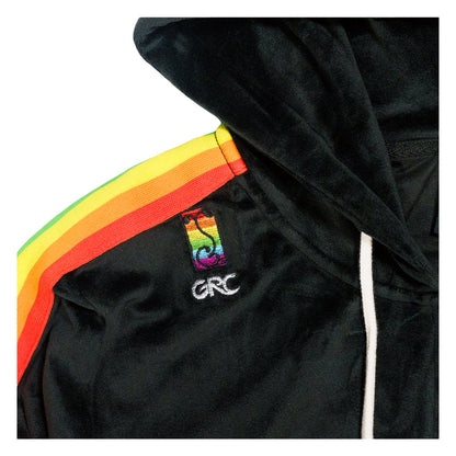 Pink Floyd DSOTM V2 Black Rainbow Velour Womens Zip Up Hoodie Grassroots California