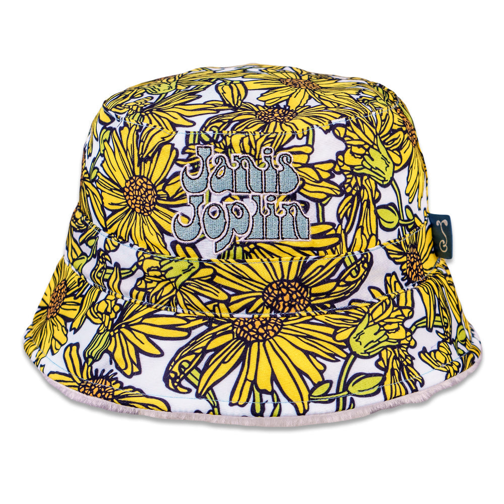 Janis Joplin Yellow Daisies Reversible Bucket Hat Grassroots California