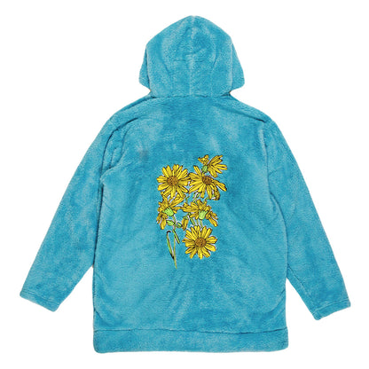 Janis Joplin Yellow Daisies Blue Sherpa Fleece Pullover Hoodie Grassroots California